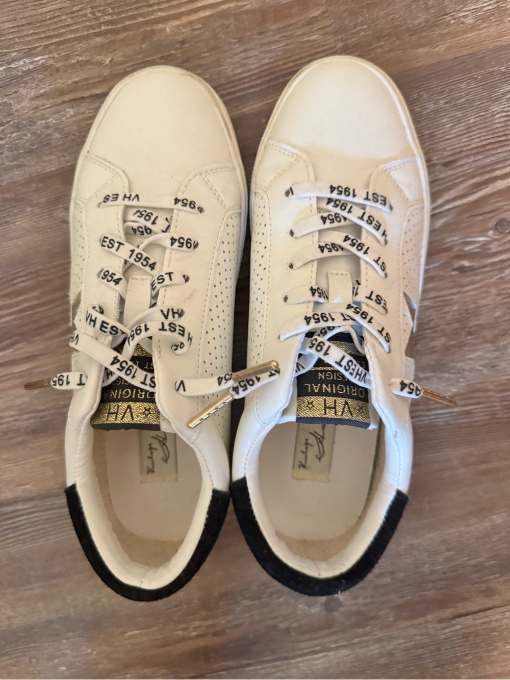 Vintage Havana Cream White Sneakers with Black Heel
